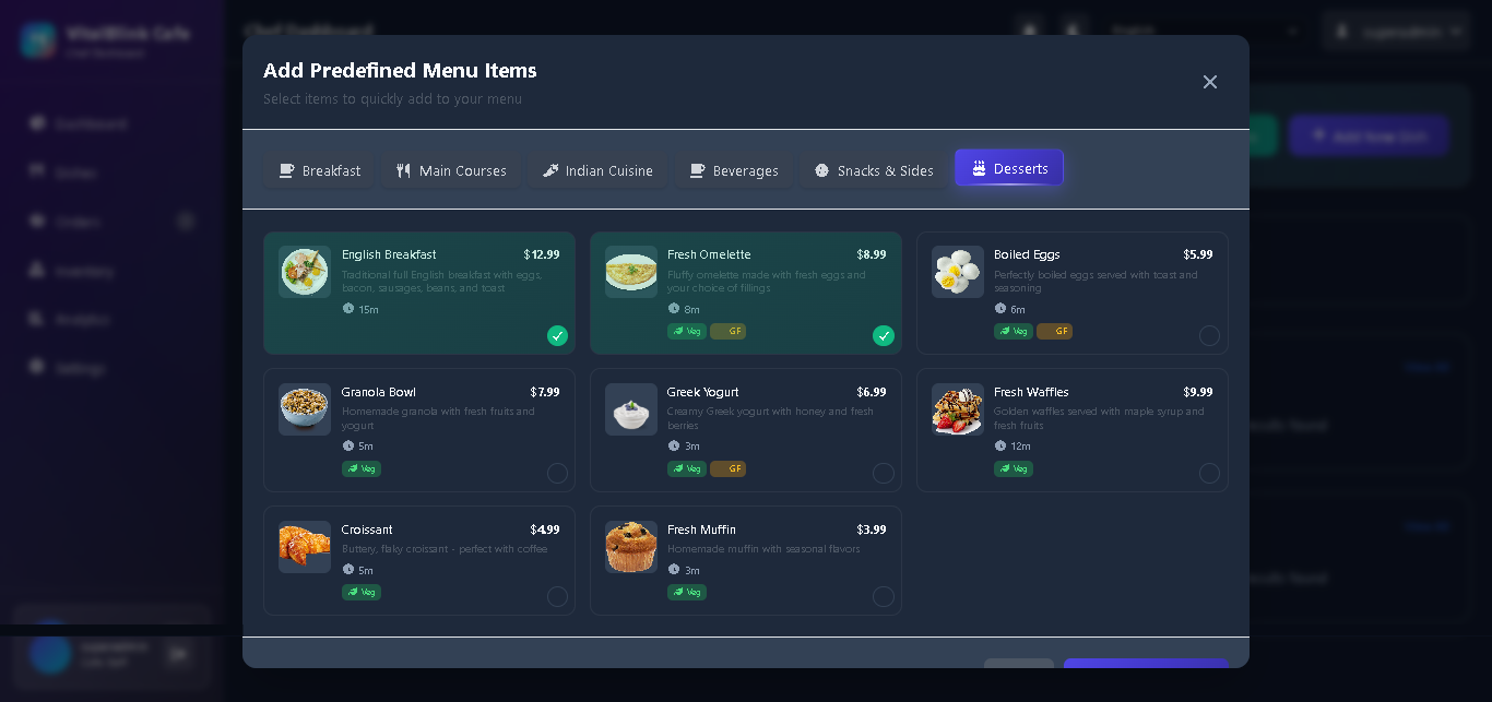 Menu & Food Management